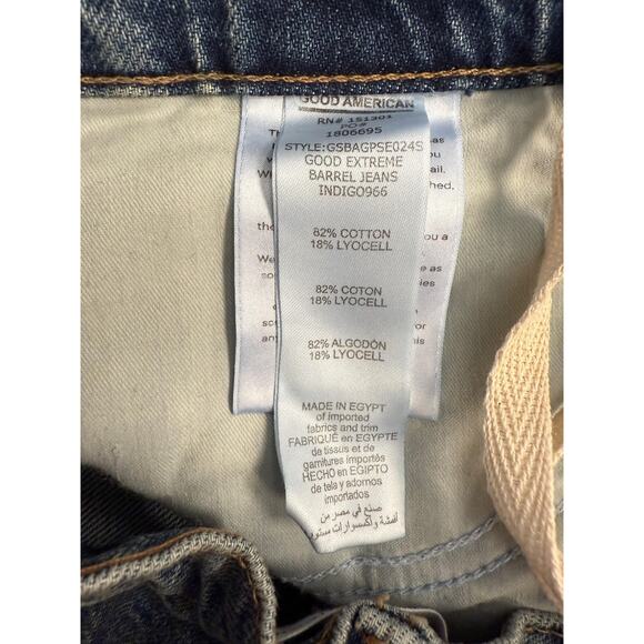 Good American Jeans Women's 10/30 Blue Good Extreme Barrel High Rise NWT - Picture 7 of 12